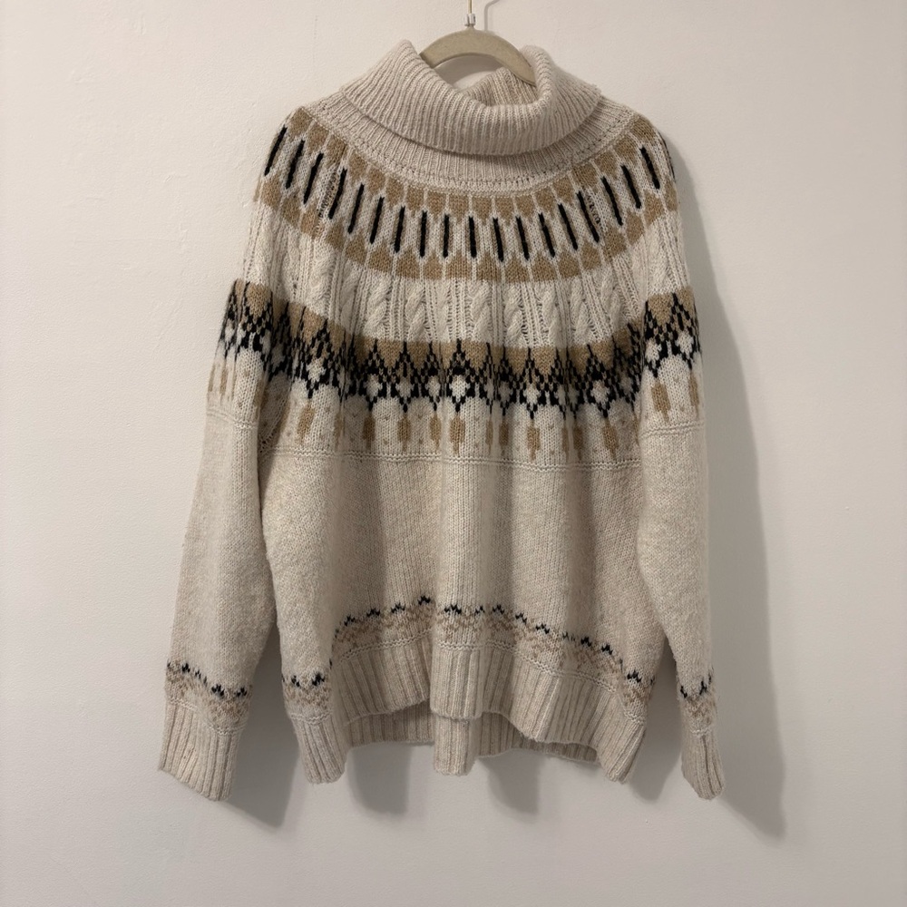 Old Navy Cozy Fair Isle Cable Knit Turtleneck Sweater Plus Size 3X